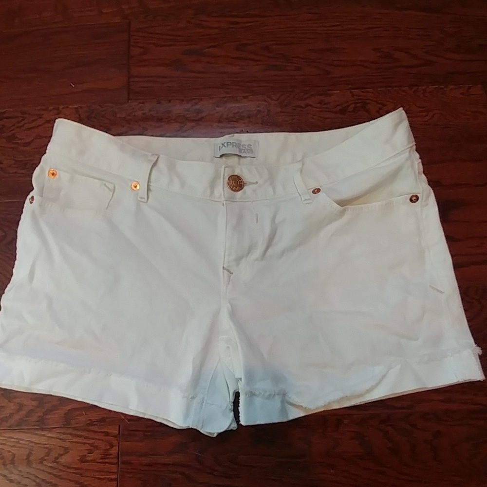 Express white jean shorts